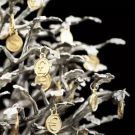 Посеребренная скульптура "Денежное дерево"